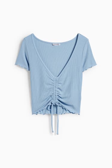 Dona - CLOCKHOUSE - samarreta crop - blau clar