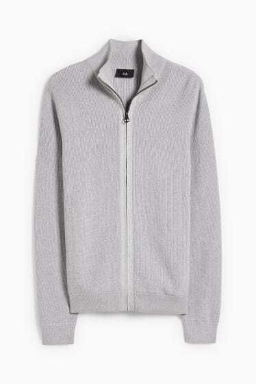 Herren - Strickjacke - hellgrau-melange