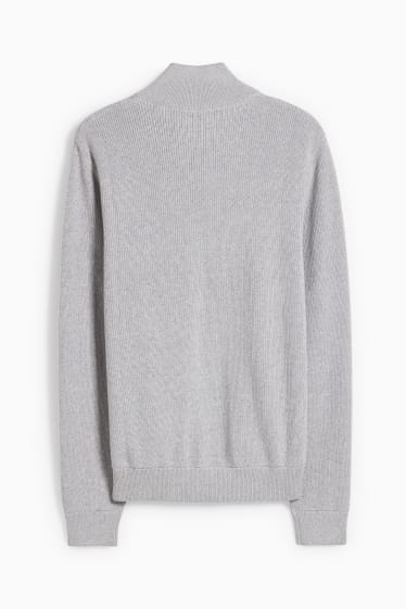 Herren - Strickjacke - hellgrau-melange