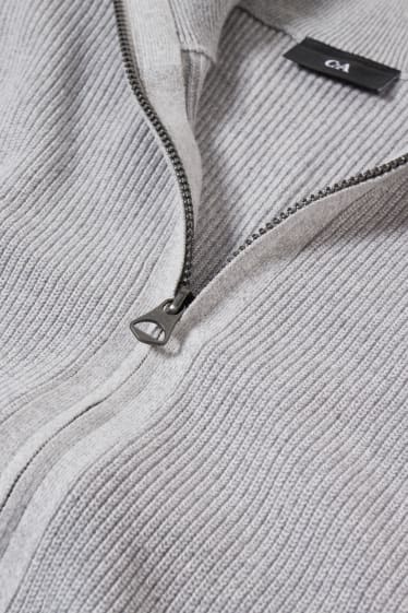 Herren - Strickjacke - hellgrau-melange