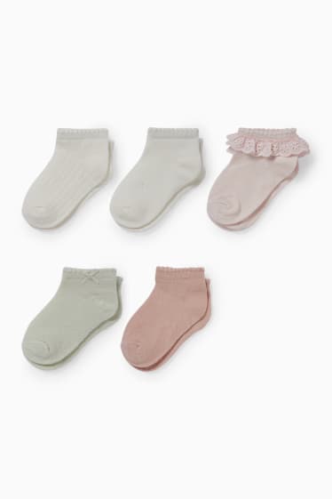 Bébés - Lot de 5 paires - socquettes de sport bébé - rose