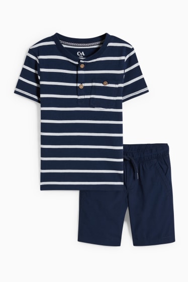 Kinder Jungen - Set - Kurzarmshirt und Shorts - 2 teilig - dunkelblau