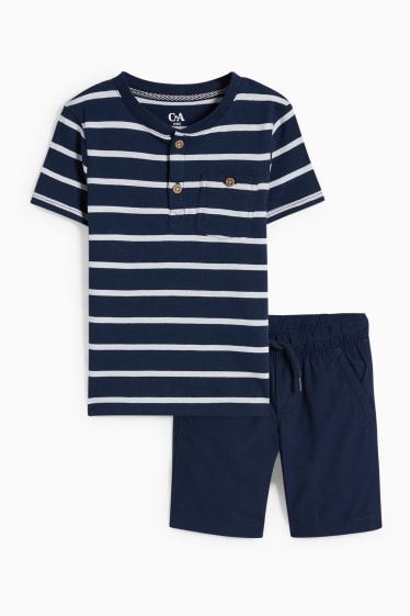 Enfants - Ensemble - T-shirt et short - 2 pièces - bleu foncé