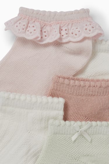 Babys - Set van 5 paar - babysneakersokken - roze