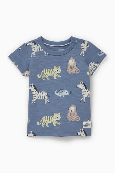 Babys - Baby-Kurzarmshirt - gemustert - blau