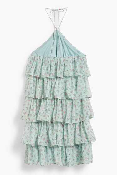 Dames - CLOCKHOUSE - jurk van chiffon - gebloemd - lichtgroen
