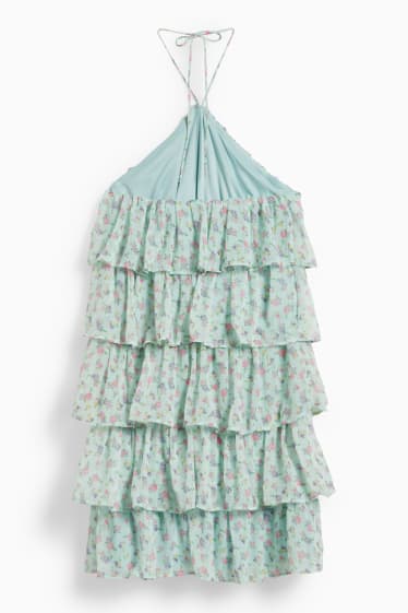 Donna - CLOCKHOUSE - vestito di chiffon - a fiori - verde chiaro