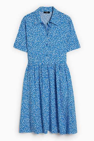 Mujer - Vestido camisero - de flores - azul / blanco