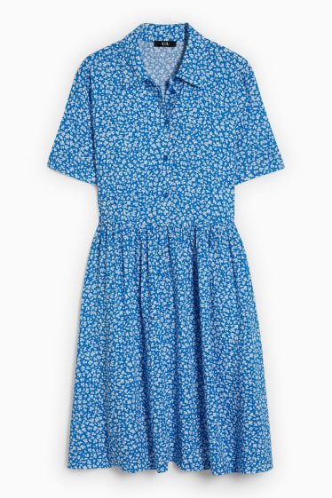 Femmes - Robe-chemisier - à fleurs - bleu / blanc