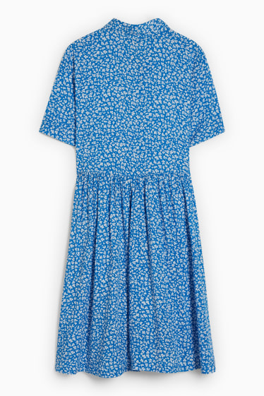 Dámské - Halenkové šaty - s květinovým vzorem - modrá/bílá