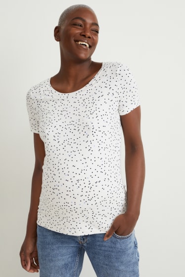 Damen - Still-T-Shirt - gepunktet - weiß