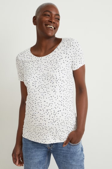 Women - Nursing T-shirt - polka dot - white