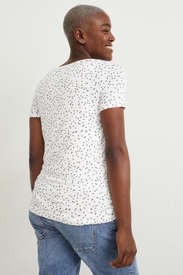 Kobiety - T-shirt do karmienia piersią - w kropki - biały