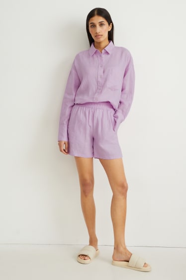 Mujer - Shorts de lino - violeta claro