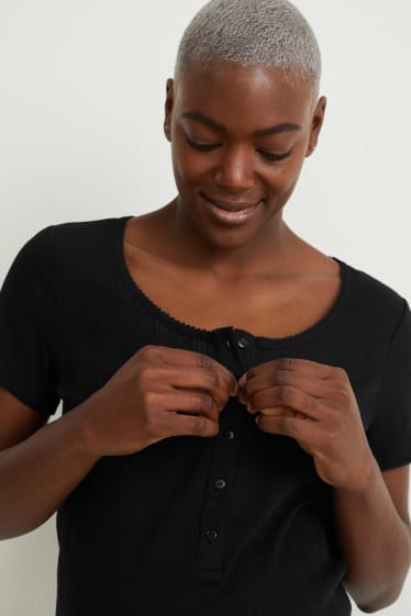 Donna - Camicia da notte per allattamento - nero