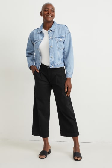 Femmes - Pantalon de toile - high waist - wide leg - noir
