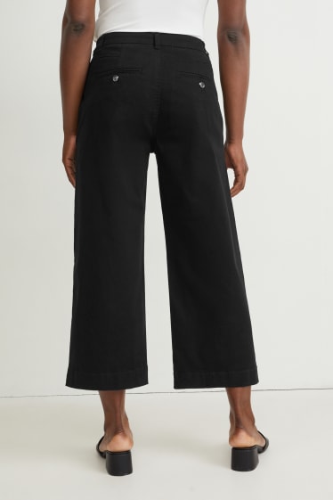 Dames - Pantalon - high waist - wide leg - zwart