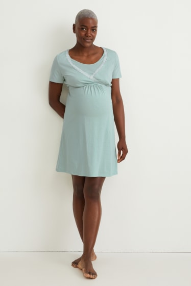 Donna - Confezione da 2 - camicia da notte per allattamento - verde chiaro