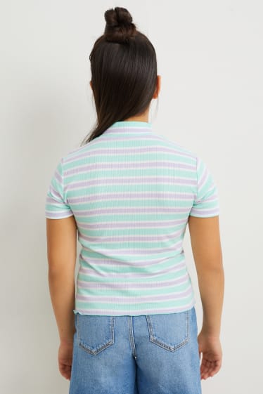 Enfants filles - T-shirt - à rayures - vert menthe