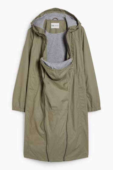 Donna - Parka premaman con cappuccio e porta-bebè - kaki