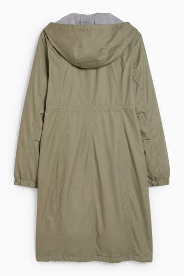 Women - Maternity parka with hood and baby pouch - khaki