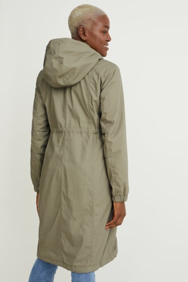 Damen - Umstands-Parka mit Kapuze und Babyeinsatz - khaki