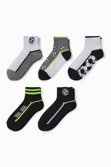 Dětské - Multipack 5 ks - fotbal - ponožky s motivem - černá