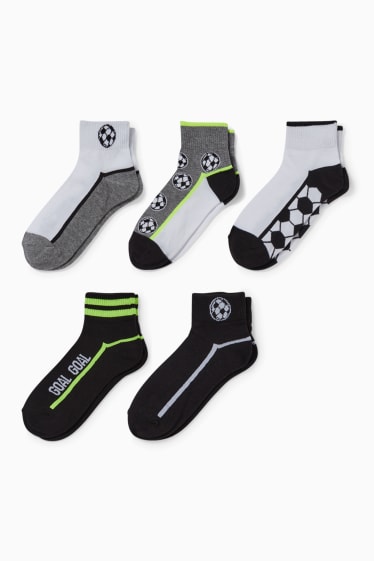 Bambini - Confezione da 5 - calcio - calze con motivo - nero
