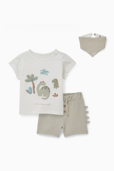 Babys - Dino - Baby-Outfit - 3 teilig - cremeweiss