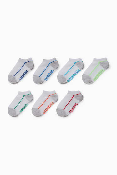 Bambini - Confezione da 7 - giorni della settimana - calzini corti con motivi - bianco