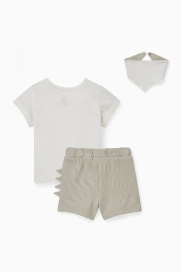 Babys - Dino - Baby-Outfit - 3 teilig - cremeweiss