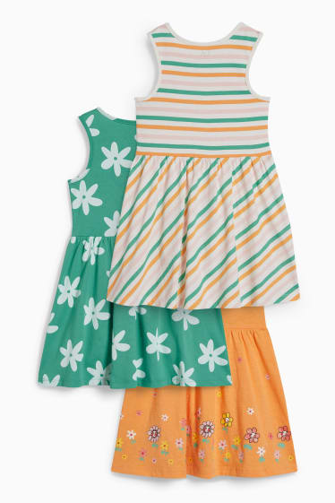 Kinderen: meisjes - Set van 3 - jurk - oranje