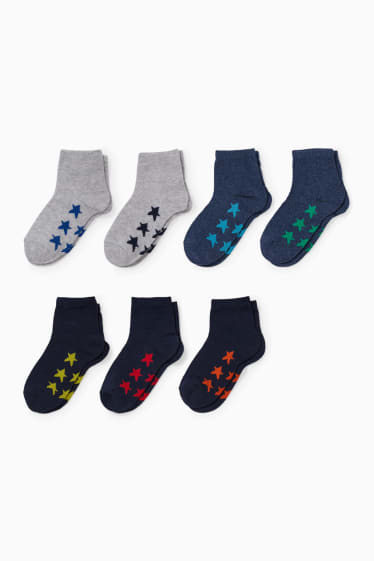 Kinderen - Set van 7 paar - sterren - sokken met motief - donkerblauw