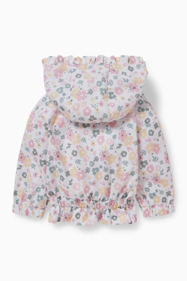 Miminka - Bunda s kapucí pro miminka - s květinovým vzorem - krémově bílá