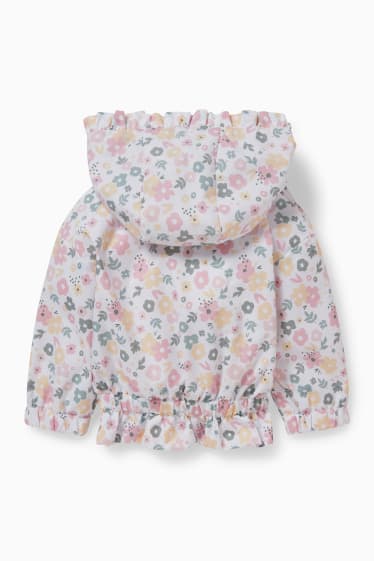 Baby: meisjes - Babyjas met capuchon - gebloemd - crème wit