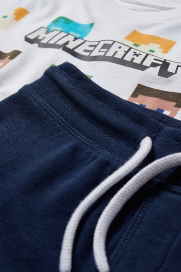 Kinderen - Minecraft - set - T-shirt en sweatshorts - 2-delig - wit
