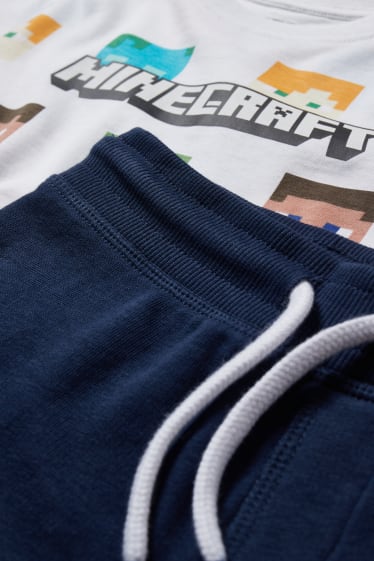 Kinder - Minecraft - Set - Kurzarmshirt und Sweatshorts - 2 teilig - weiß