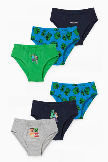 Enfants garçons - Lot de 6 - Minecraft - slips - bleu