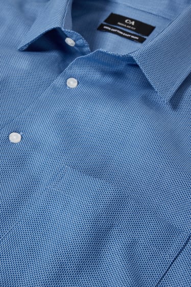 Hommes - Chemise de bureau - coupe droite - col kent - facile à repasser - à motif - bleu