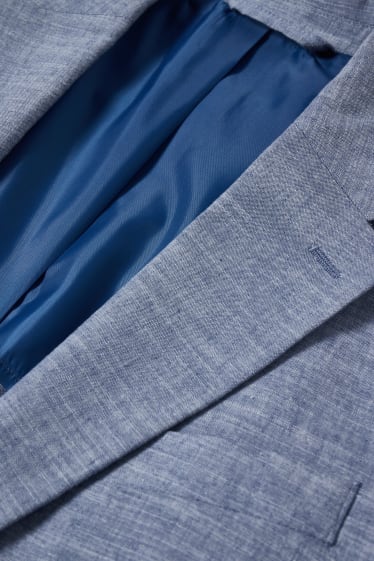 Pánské - Oblekové sako - regular fit - Flex - Směs bavlny a lnu - modrá