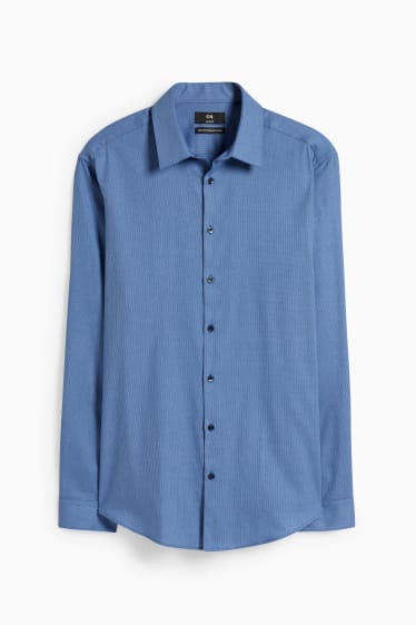 Men - Business košile - slim fit - kent - snadné žehlení - se vzorem - blue