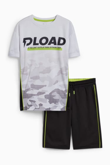 Kinder Jungen - Set - Kurzarmshirt und Shorts - 2 teilig - weiss