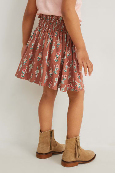 Children - Skirt - floral - brown