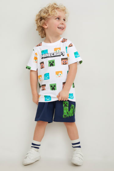 Kinder - Minecraft - Set - Kurzarmshirt und Sweatshorts - 2 teilig - weiß