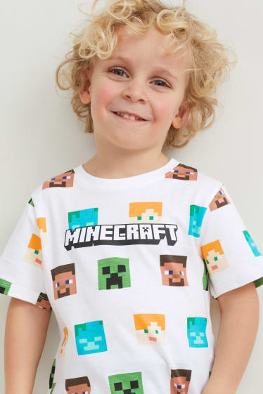 Kinder - Minecraft - Set - Kurzarmshirt und Sweatshorts - 2 teilig - weiss