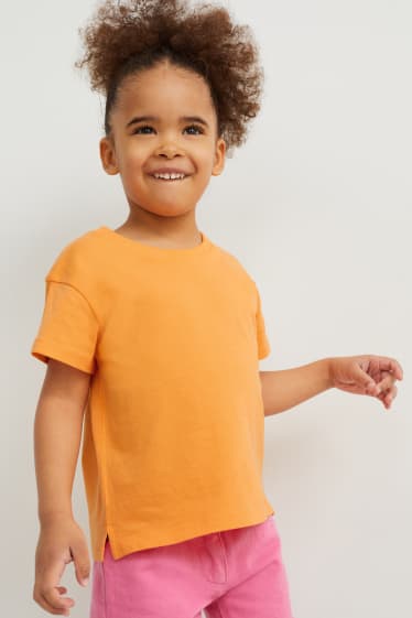 Kinderen - Set van 2 - T-shirt - licht oranje