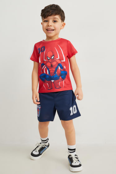 Copii - Omul-Păianjen - set - tricou cu mânecă scurtă și pantaloni scurți - 2 piese - roșu