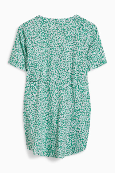 Dames - Voedingsblouse - gebloemd - wit / groen