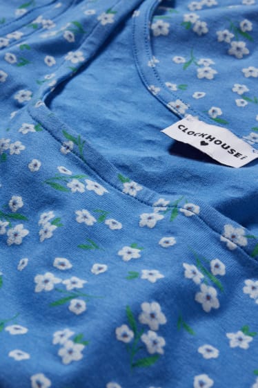 Femmes - Top - à fleurs - bleu