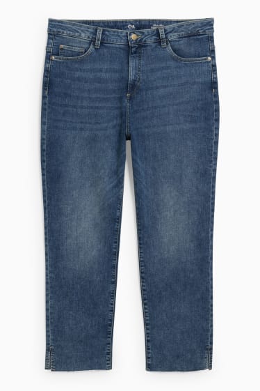 Dames - Kortere spijkerbroek - high waist - straight fit - LYCRA® - jeansblauw